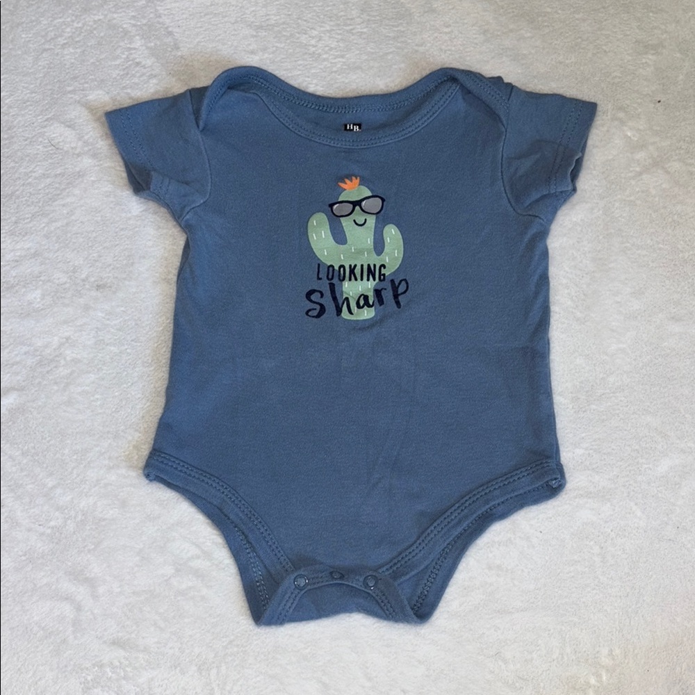 (3 for $10) HB Blue Cactus Print One Piece bodysuit